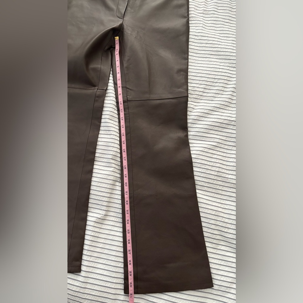Vintage 100% Genuine Leather Chocolate Brown Bootcut Pants Size 6 - Picture 16 of 17